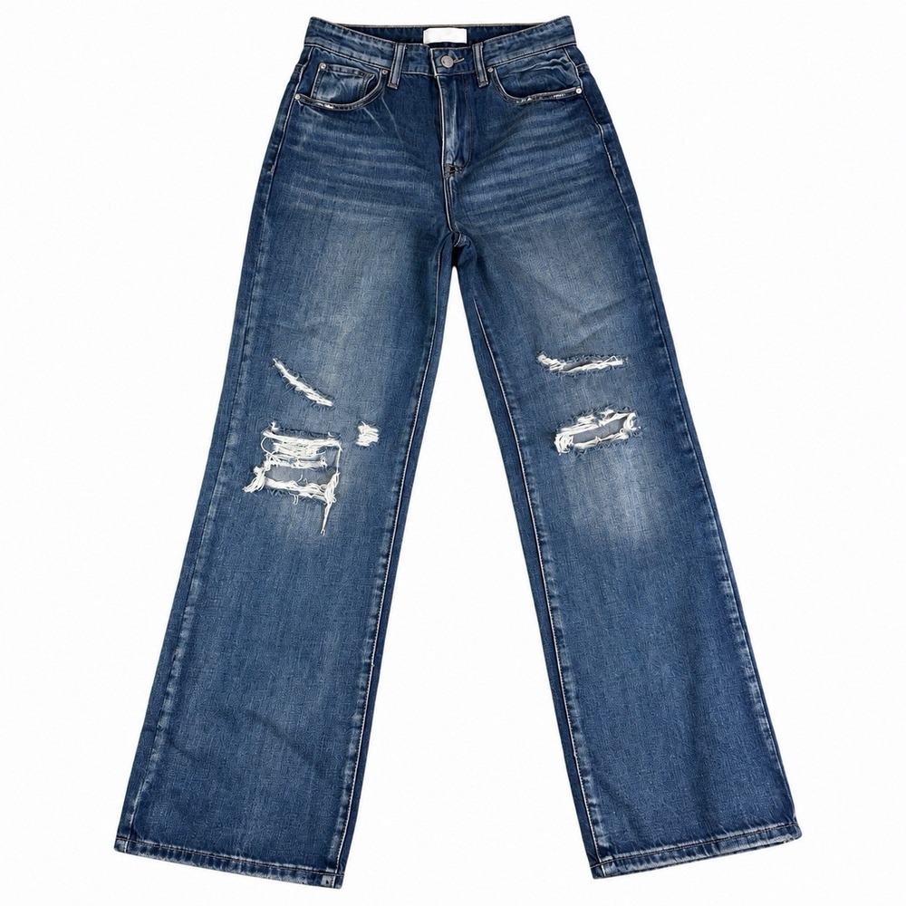PETRA 153 WOMENS HIGH RISE VINTAGE FLARE JEAN distressed euc 1/24